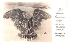 RPPC Human American Eagle US Naval Training Station Bainbridge MD Postcard picture