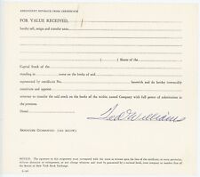 Ted Williams Vintage Signed Document Hunt Auctions COA Claudia Williams picture