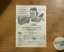 Vintage 1949 HMV LITTLE NIPPER Radio Advertisement Wireless Print Advertising picture