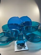 New Tupperware Stack Cooker Microwave Set Beautiful Rare Peacock Blue picture