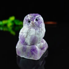 2.6'' Natural Crystal Dream Amethyst Owl Hand Carved Decor Gift Art Collection picture