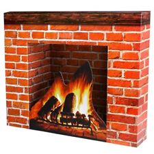 Christmas Cardboard Fireplace Prop- 3D Artificial Red Brick Cardboard Firepla... picture