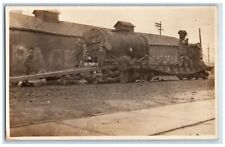 c1910's Railroad Workers Unloading Boiler Occupational RPPC Photo Postcard picture