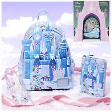 Loungefly Cinderella Exclusive Holiday Castle Light Up Mini Backpack/Wallet/Pin picture