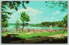 La Crosse Wisconsin~Beach with Vacationists~Lake~Lifeguard Stand~Playground~1955 picture