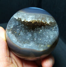  335G Natural Agate Cave crystal ball Agate sphere Cave vug Quartz Healing WD534 picture