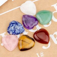 7 Chakra Stones Set Heart shape Reiki Engraved Healing Quartz Crystal Gemstone picture