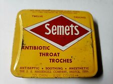 SEMETS Tin Antibiotic Throat Troches S.E. Massengill Slide Open Box Vintage picture