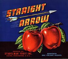 10 Vintage STRAIGHT ARROW Brand Apple Fruit Crate Labels Yakima, Washington picture