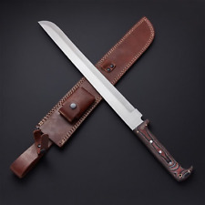 Custom Handmade D2 Steel Machete Short Sword-Micarta Handle with Leather Sheath picture
