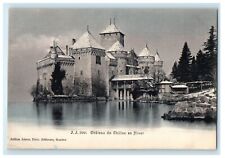 c1910's Chateau De Chillon En Hiver Veytaux Switzerland Handcolored Postcard picture