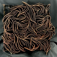 Copper Tjap Cap Chop Stamp Artisan Batik Ocean Currents 9" x 9" Print Block picture
