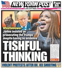 Tish James Had NO Evidence - N.Y. Post 10/9/2026 picture