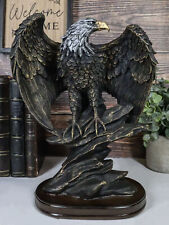 American Patriotic Large Bald Eagle Perched On Rocky Cliff Resin Figurine 10