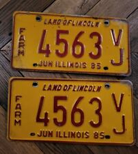 1985 Illinois License Plates Original Matched Pair # Farm 4563 V/J Vintage picture