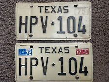 1975 Texas License Plate Pair HPV 104 picture