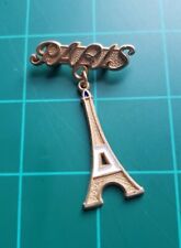 Vintage Paris France Eiffel Tower Dangle Charm Pin Travel Souvenir Brooch Lapel picture