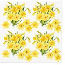 Two Individual Luncheon Decoupage Paper Napkins Spring Daffodils Flowers Garden picture