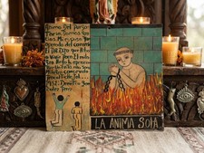 La Ánima Sola 1952 Mexican Ex Voto Retablo Heart Surgery 12 in picture