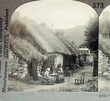 Peasant Thatch Roof Cottages Scotland Photograph Keystone Stereoview Card picture