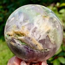 344G   Rare natural snowflake feather fluorite crystal ball therapeutic ball picture