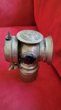 The Badge Brass Mfg Co SOLAR Bicycle Lamp w/ Red & Green Lenses, 1899 picture
