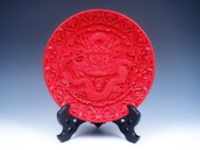 Stunning Furious Dragon & Clouds Crafted Lacquer Plate picture