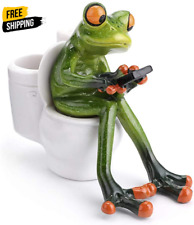 JUXYES Resin Creative 3D Craft Frog Figurine Statue, Funny Green Frog Texting on picture
