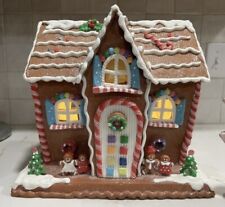 Classic LARGE Light Up Colorful Gingerbread House With Gingerbread Family picture
