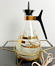 Vtg MCM Glass Inland Carafe Coffee Tea Water Warm o Tray Model #101 Tested-Works picture