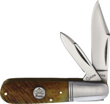 Queen City Barlow Brown Sawcut Bone Folding Stainless Clip/Pen Pocket Knife 012 picture