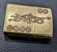 JNCO Rare All Brass Zippo Nice With Gold Tone. Classic Graffiti Logo 😎 picture