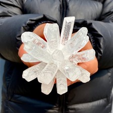 436G  Newly discovered white Phantom Quartz Crystal Cluster mineral samples picture