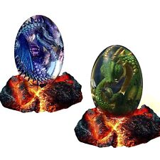 Lava Dragon Egg with Luminous Base, Handmade Sculpture Dragon Eggs Resin Orna... picture