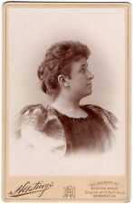 CIRCA 1890s CABINET CARD HASTINGS SIDEPROFILE LADY IN FANCY DRESS BOSTON MASS. picture