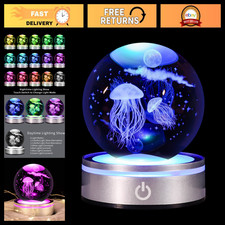 3D Jellyfish Crystal Ball with Laser Engraved LED Base - Unique Gift Idea picture