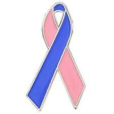 PINK AND BLUE RIBBON LAPEL AWARENESS BABY INFANT PREGNANCY LOSS PIN picture