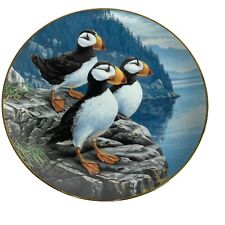 Darrell Bush Rocky Perch Horned Puffins Porcelain Plate picture