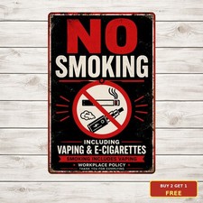 No Smoking Vaping Included Electronic Cigarette Warning Policy Metal Sign picture