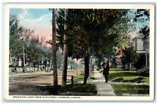 c1920 Broadway East From 15th Street Exterior Houses Parsons Kansas KS Postcard picture