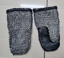 Medieval Leather Gloves 9mm Riveted Chainmail Armor LARP Mittens picture