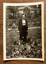 1940s Woman Lady Stylish Fashion Flowers Garden Original Snapshot Photo P8r13 picture