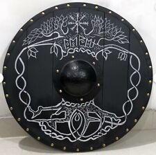 Viking Norse Cosplay Reenactment Black Tree Round Christmas Costume Shield Gift picture