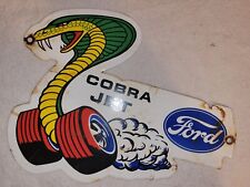 Vintage Ford Porcelain Sign Cobra Jet Engine Mustang GT Racing Hot Rod Gas Oil  picture