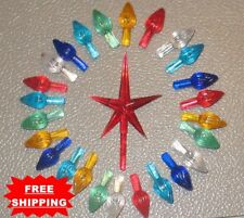 25 Ceramic Christmas Tree Med/Large Twist Lights Bulbs RED Star   **FREE SHIP** picture