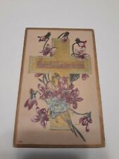 ⭐ VTG Circa 1913 Easter Postcard Embossed, Metallic, Cross W/ Flowers (j13 picture