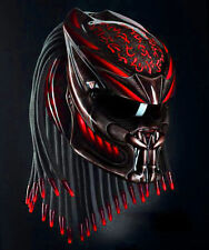 Custom Predator Motorcycle Helmet Had-Painted Fire Red (Dot & Ece Approved) picture
