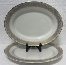 Shenango China Platter Set Of 2 Vintage Restaurant Ware Oval W Gold Trim 8P-44 picture