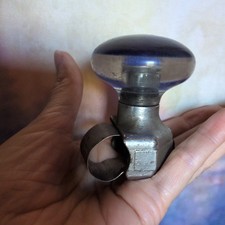VINTAGE STEERING WHEEL COBALT BLUE LUCITE SUICIDE SPINNER KNOB 1950s Estate Find picture