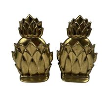Vintage Virginia Metalcrafters Brass Newport Pineapple Bookends Set Of 2  picture